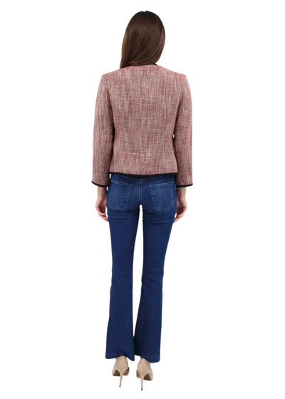 Cropped Jacket with Trim in Cherry Multi