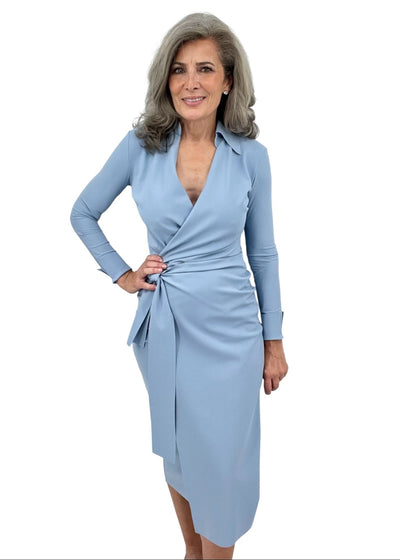 Kamala Matte Jersey Dress in Retro Blue