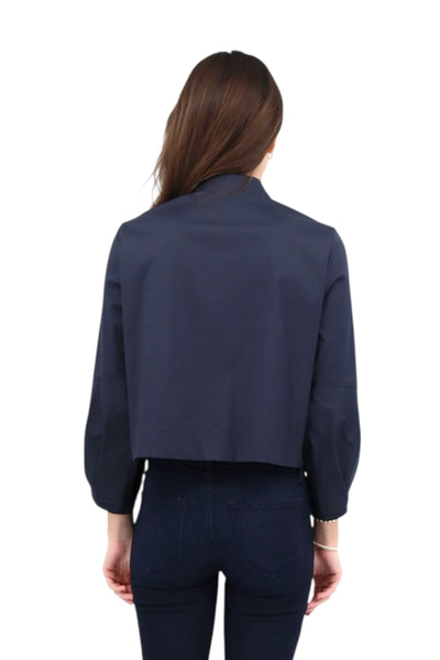 Emmy Crop Poplin Shirt in Navy
