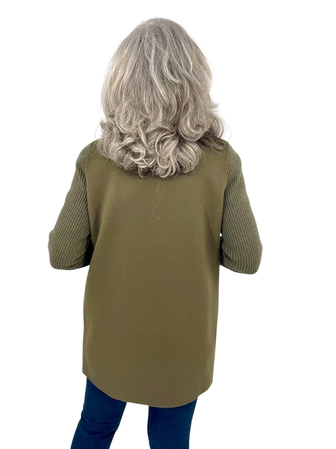 Rib Sleeve Coat in Loden