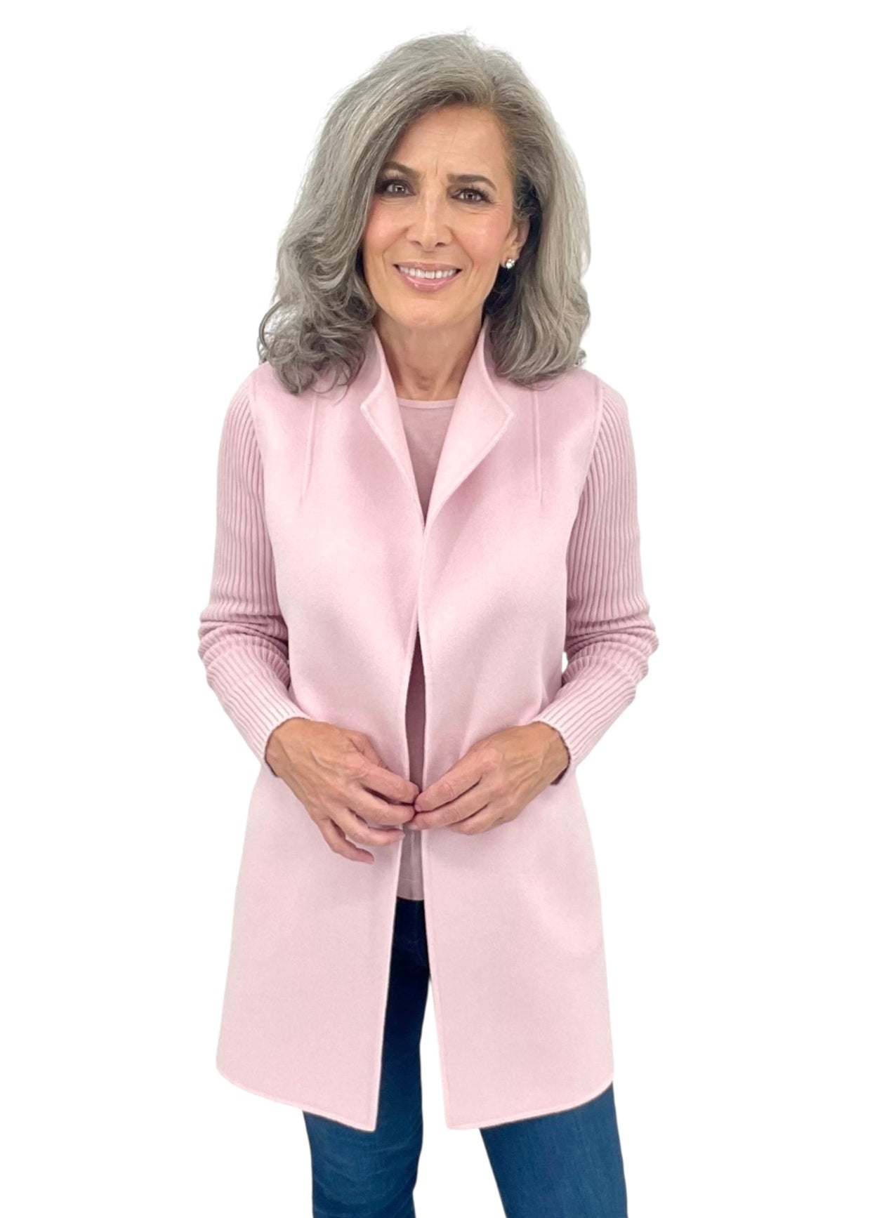 Rib Sleeve Coat in Ballet