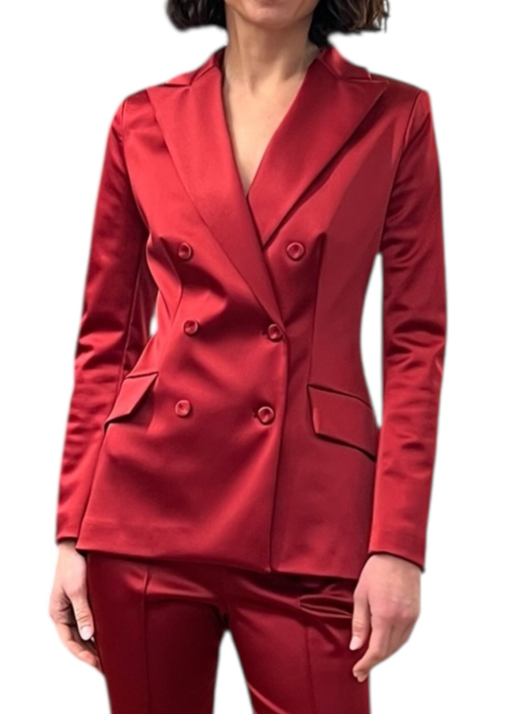 The Tobehi Satin Jersey Jacket in Wine