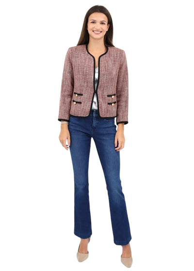 Cropped Jacket with Trim in Cherry Multi