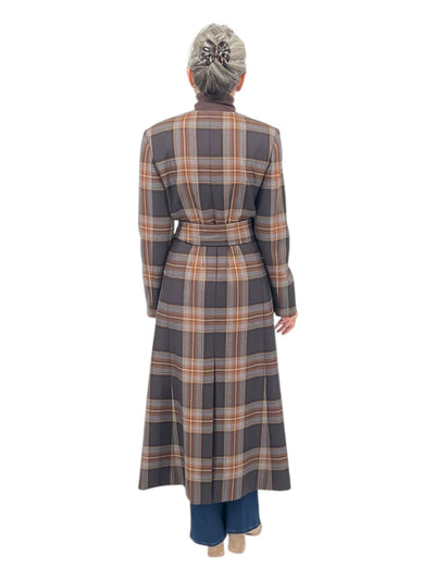 Plaid Coat With Scarf in Mocca Tartan