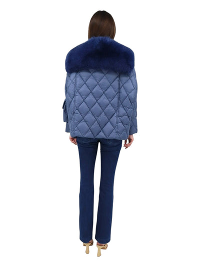 Short Down Jacket with Sailor Collar in Marine