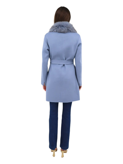 Fur Collar Wrap Coat in Slate