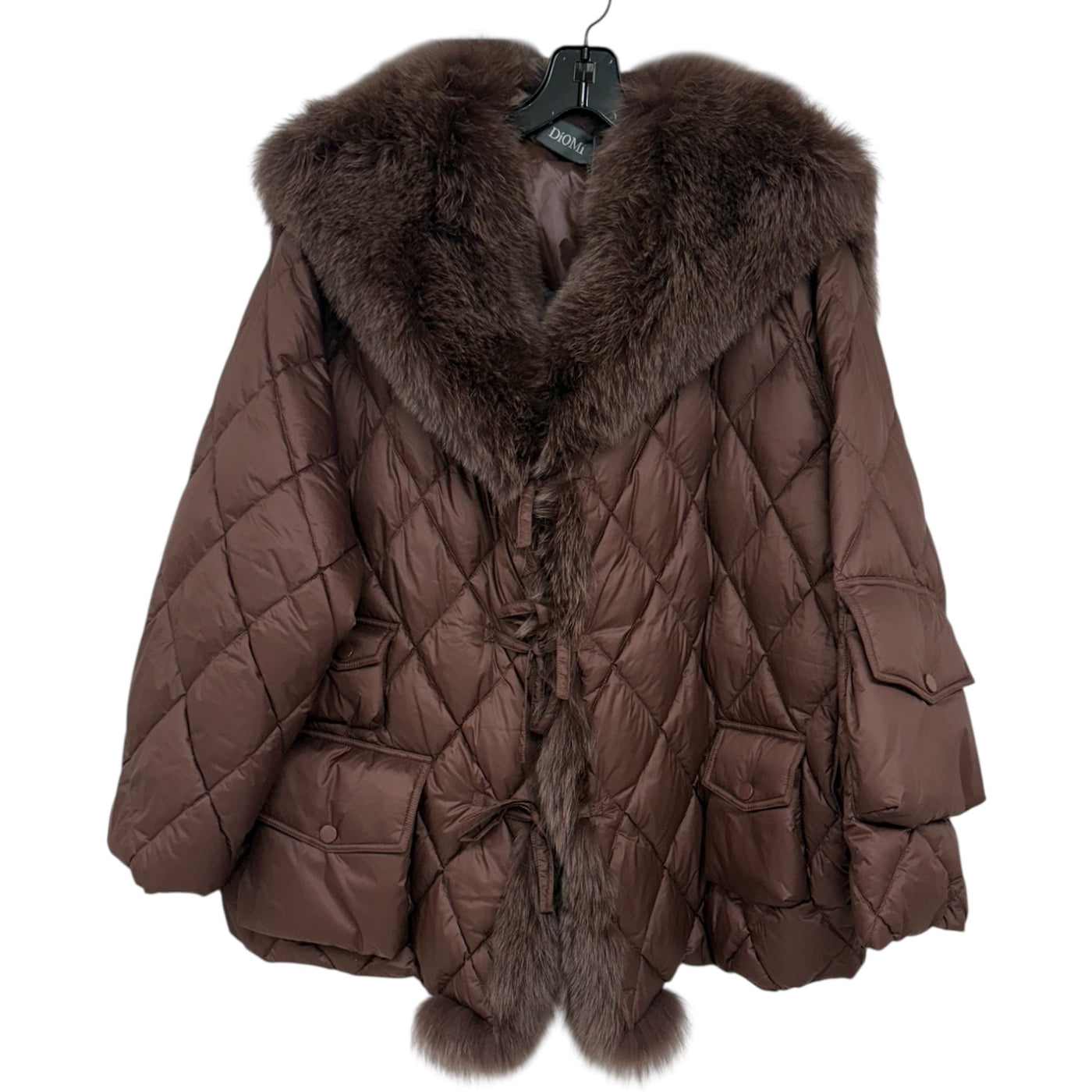 Short Down Jacket with Sailor Collar in Chocolate