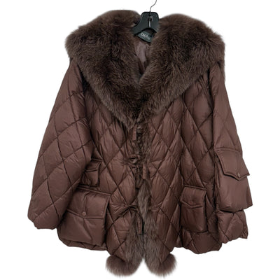Short Down Jacket with Sailor Collar in Chocolate
