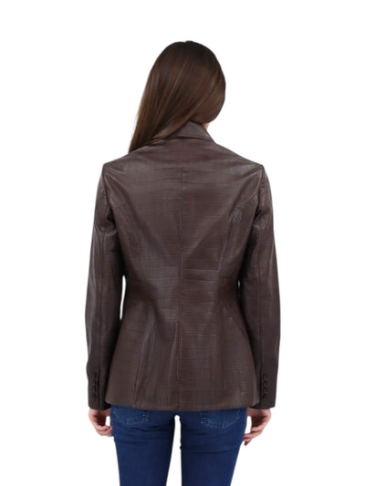 Croco Fitted Jacket in Espresso