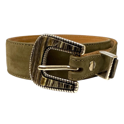 Nubuck Calf Belt with Tipset in Sage