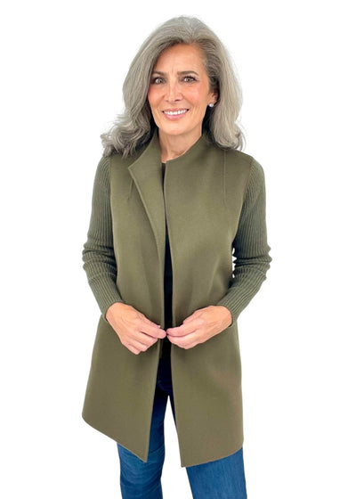 Rib Sleeve Coat in Loden
