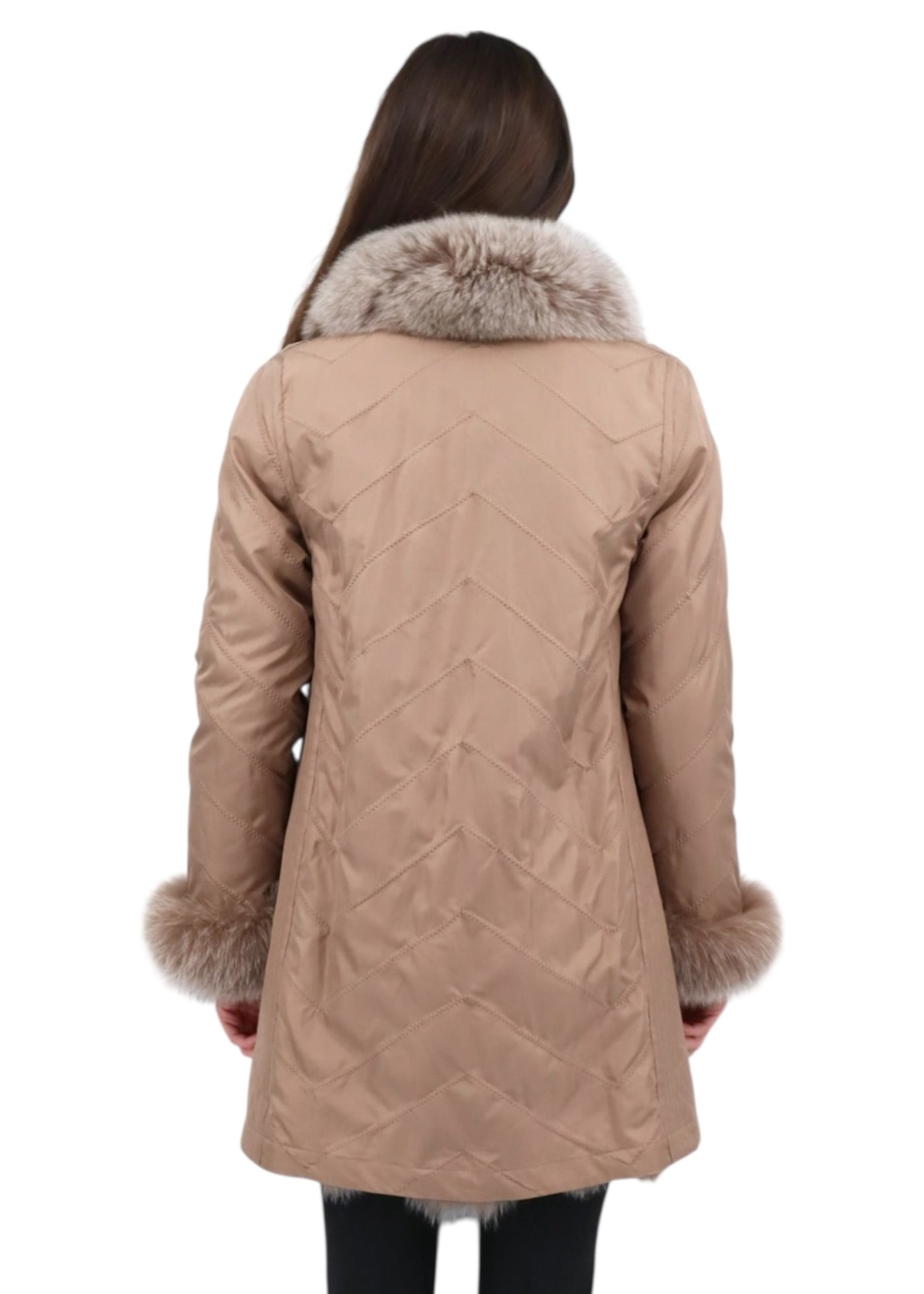 Audrey Reversible Travel Coat in Caffe Latte