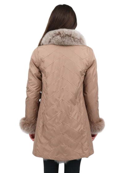 Audrey Reversible Travel Coat in Caffe Latte