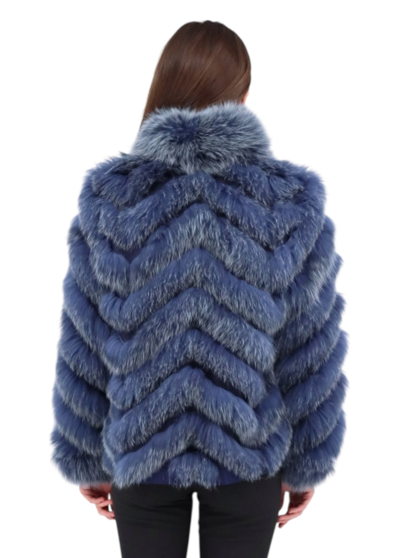 Silk Reversible Genuine Fur Jacket in Marine
