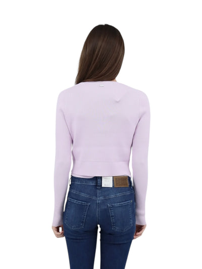 Zoe Classic Cropped Cardigan in Lilac