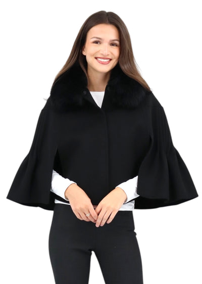 Short Princess Capelet in Black/Blue Fox