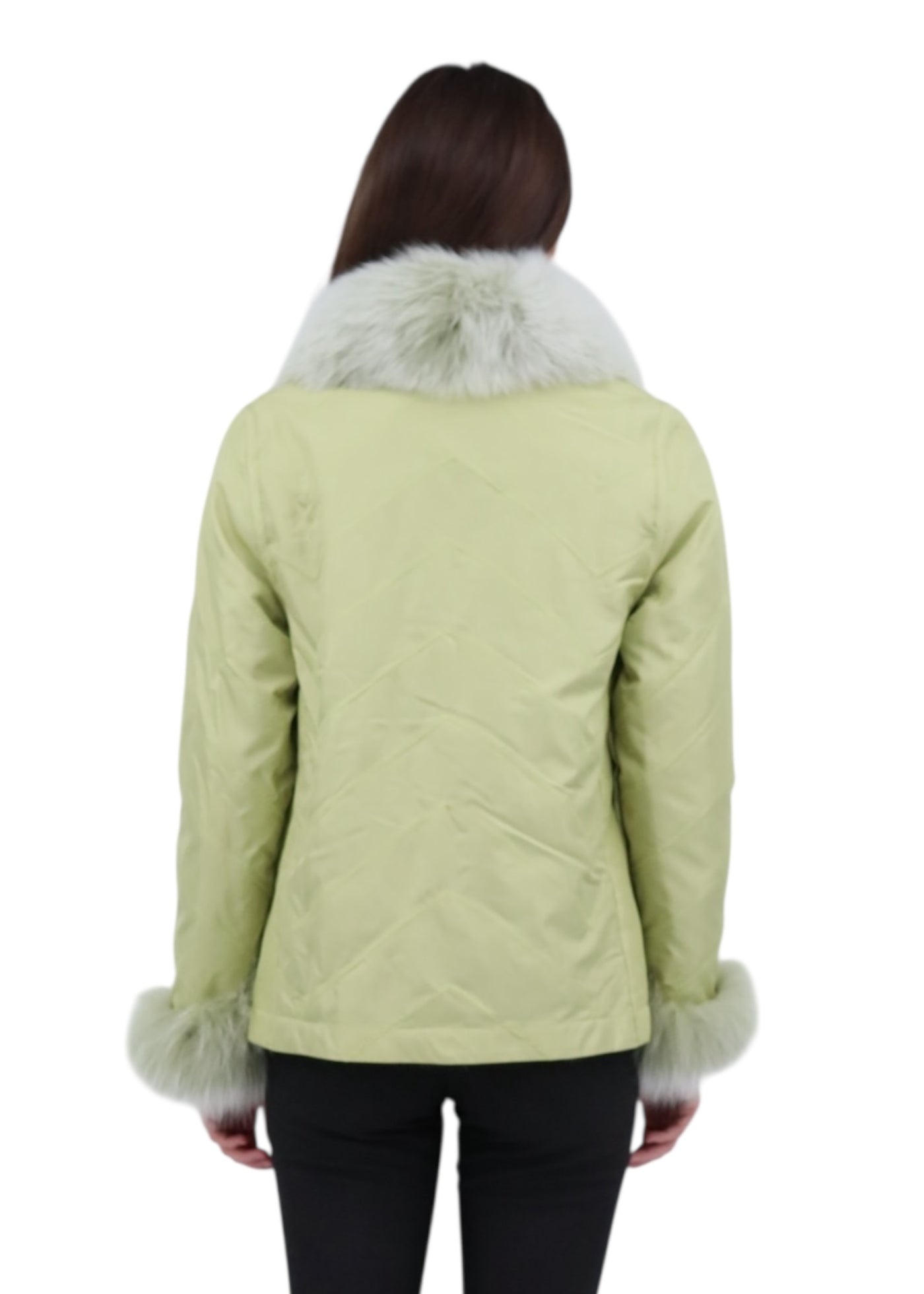 Silk Reversible Genuine Fur Jacket in Pistachio