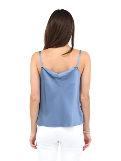 Cowl Neck Silk Tank Top in Slate