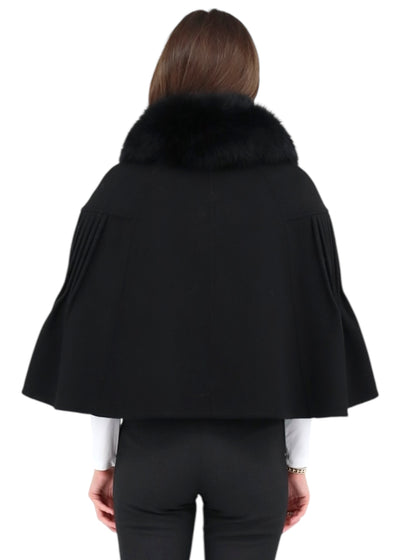 Short Princess Capelet in Black/Blue Fox