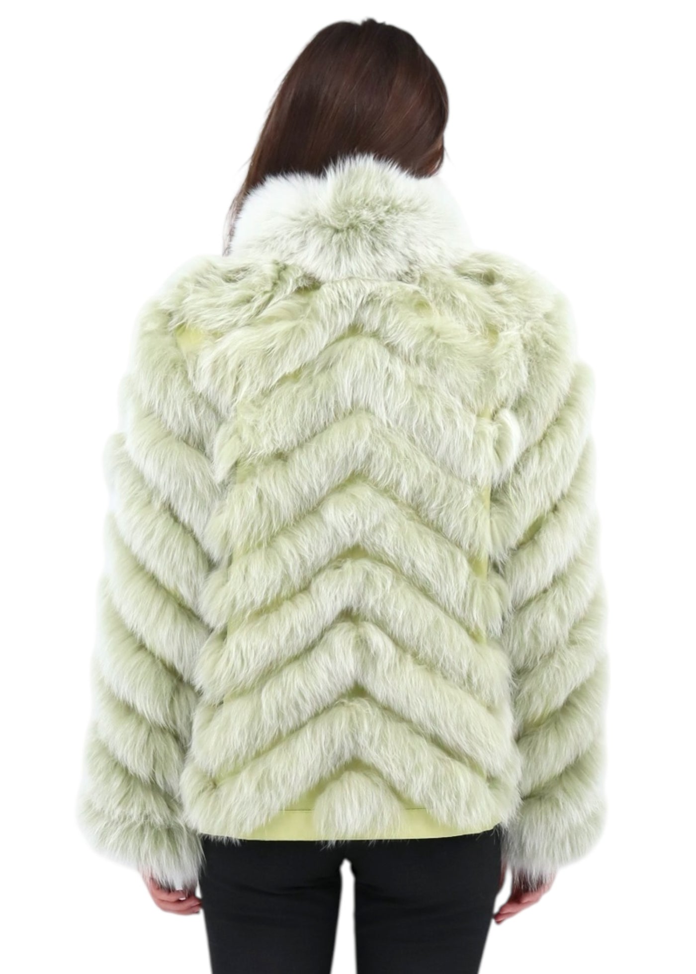 Silk Reversible Genuine Fur Jacket in Pistachio