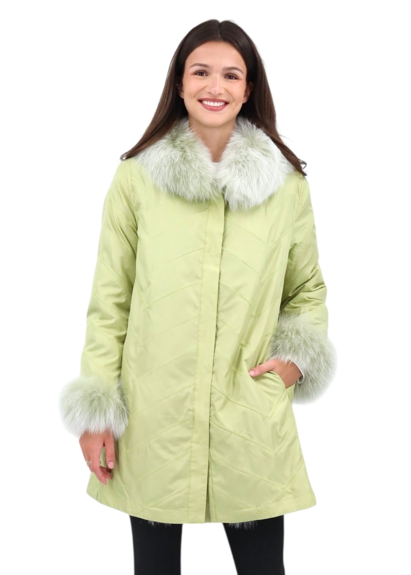 Audrey Reversible Travel Coat in Pistachio