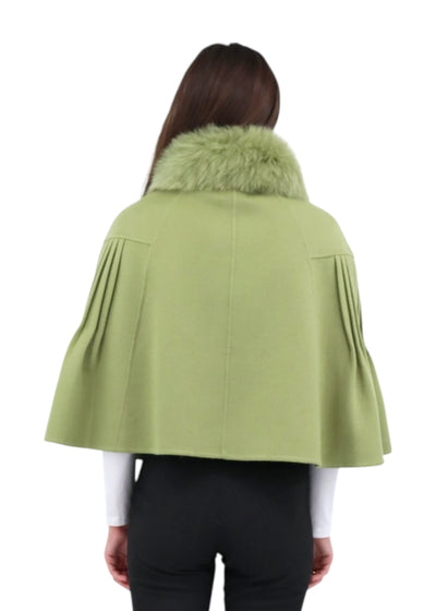 Short Princess Capelet in Pistachio/Blue Fox