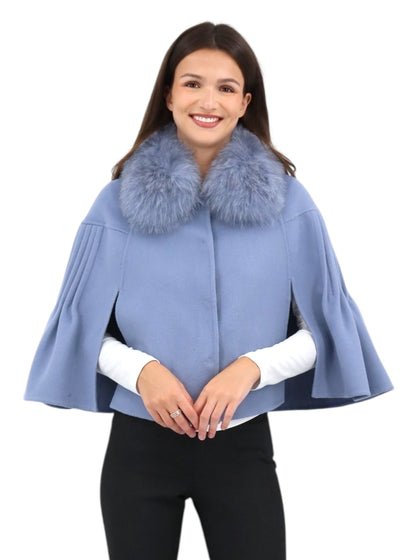 Short Princess Capelet in Slate/Blue Fox