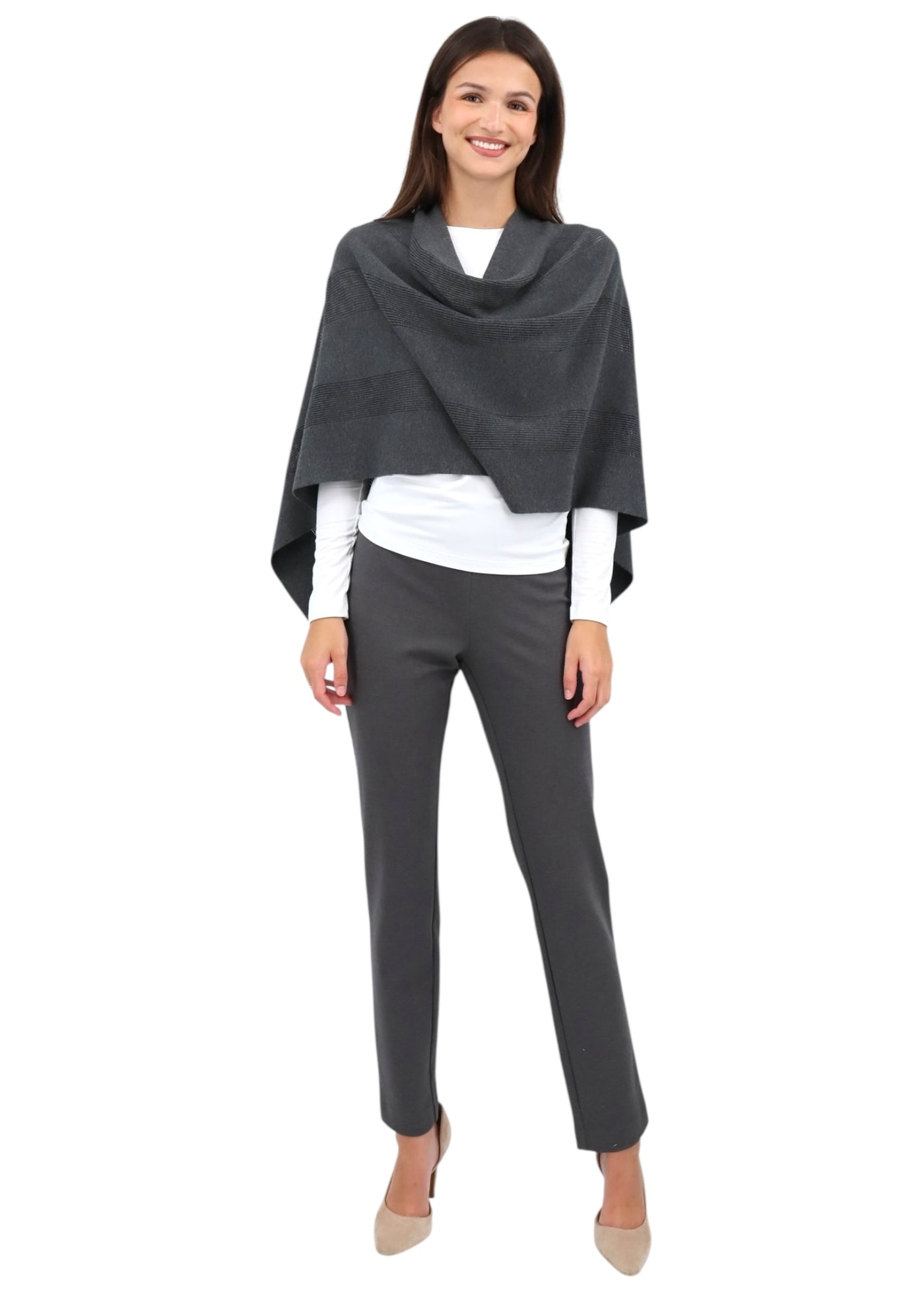 Zip Front Ponte Pant in Steel