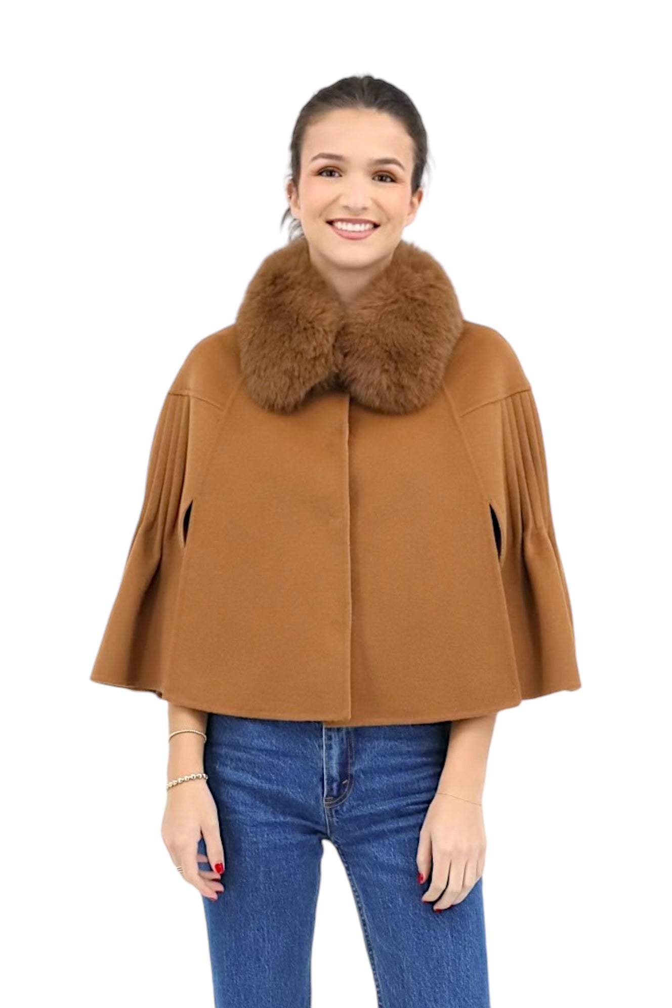 Short Princess Capelet in Dark/Light Camel