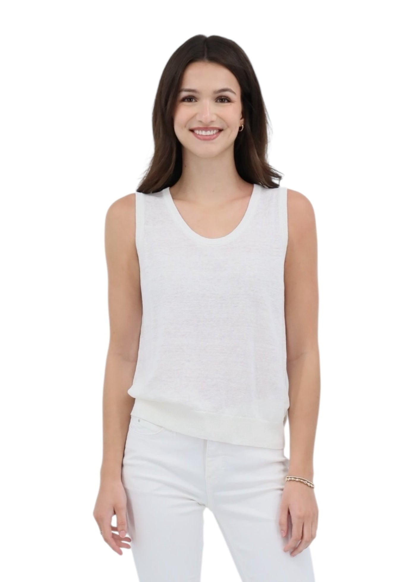 Linen Tank in White