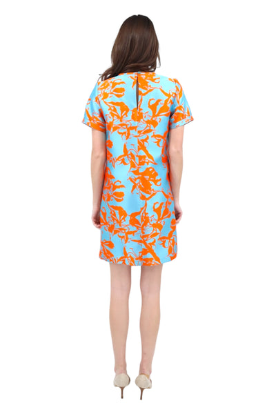 Shawn Jacquard Shift Dress in Orange/Turquoise