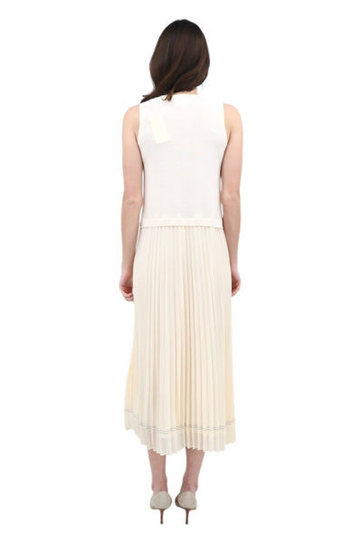 Knit Pleated Dress in Cream