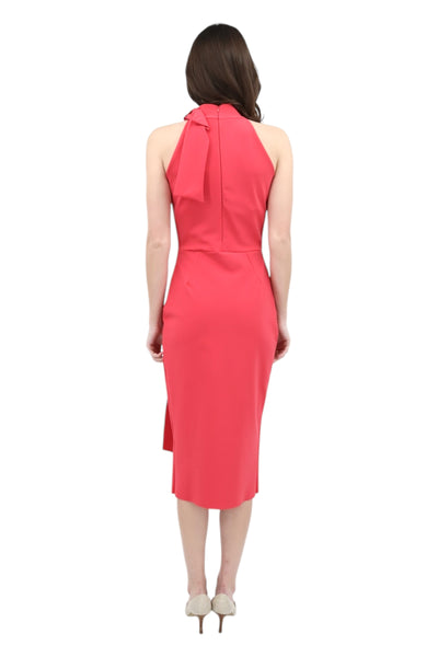 Adania Ruffle Jersey Halter Midi Dress in Peach