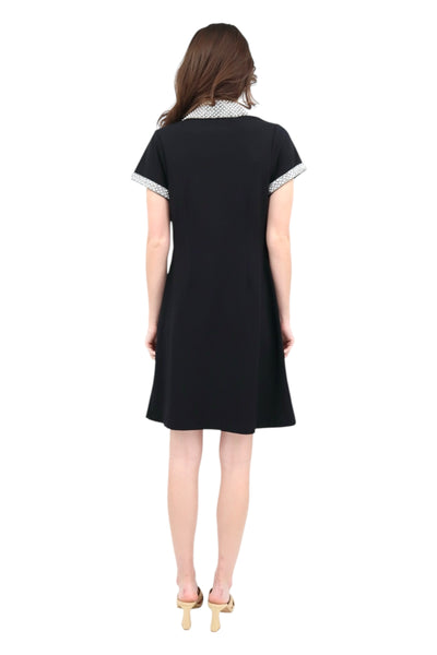 Pearl Detail Shift Dress in Black