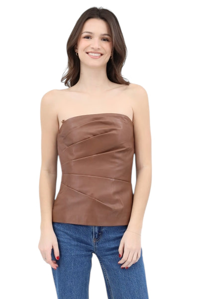 Leather Bustier in Brown