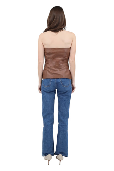 Leather Bustier in Brown