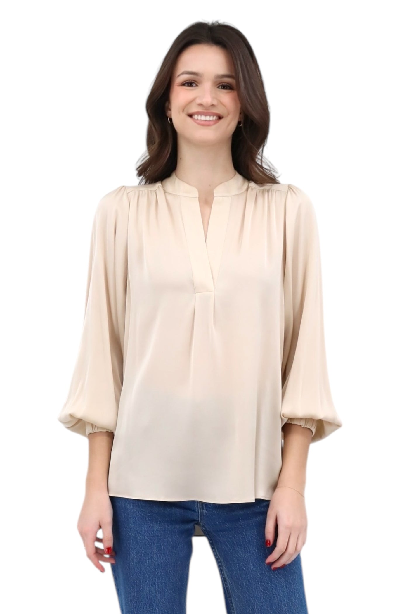 Madras Blouse in Almondine