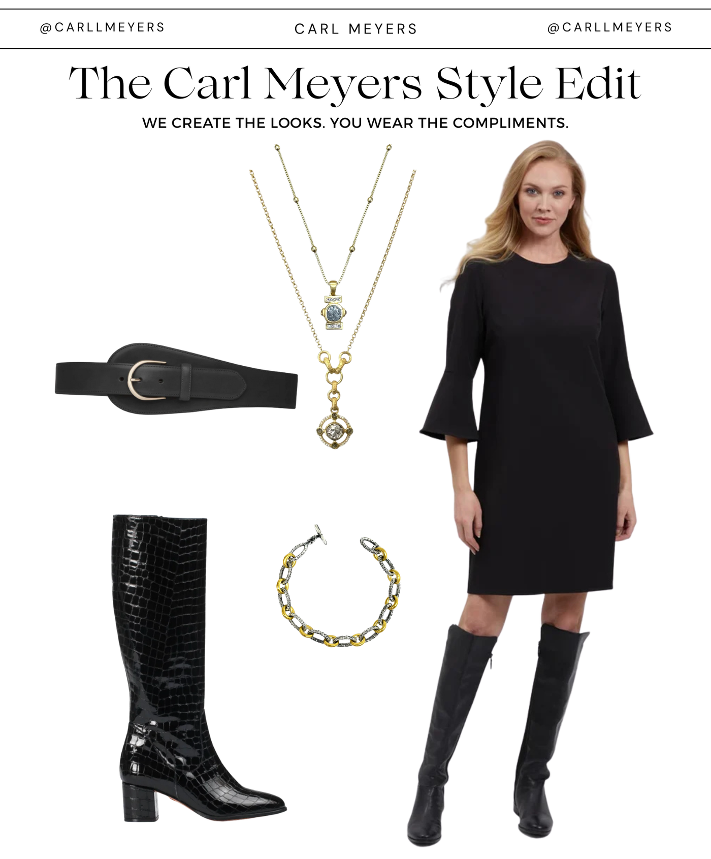 Bell Sleeve Dress in Black