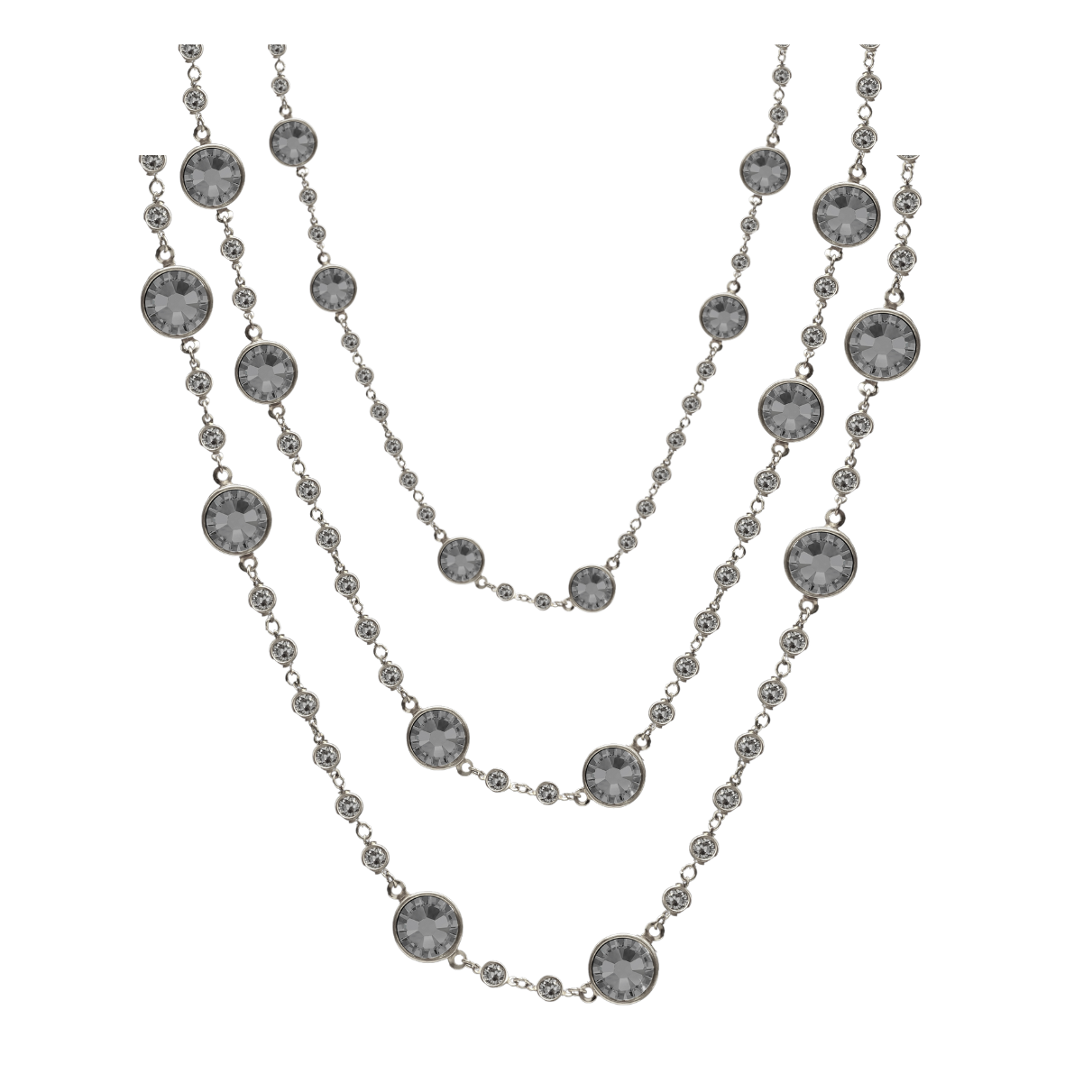 60" Alternating Small to Large Crystals Necklace
