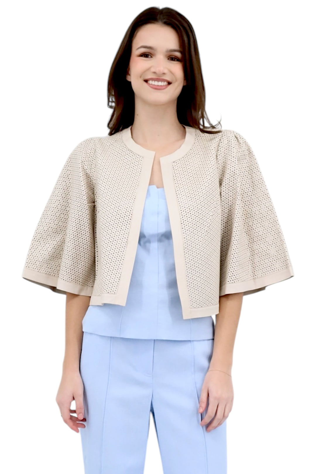 Perforated Leather Short Jacket in Bone – Carl Meyers