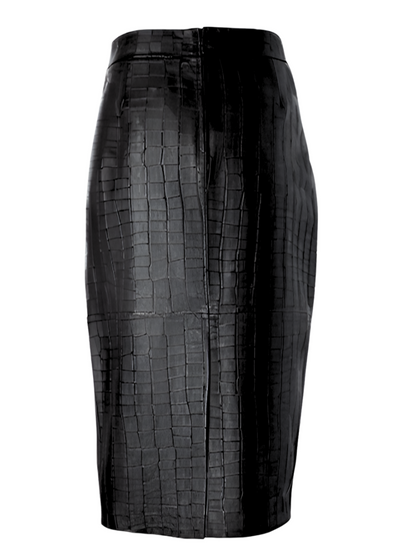 Croco Pencil Skirt in Black