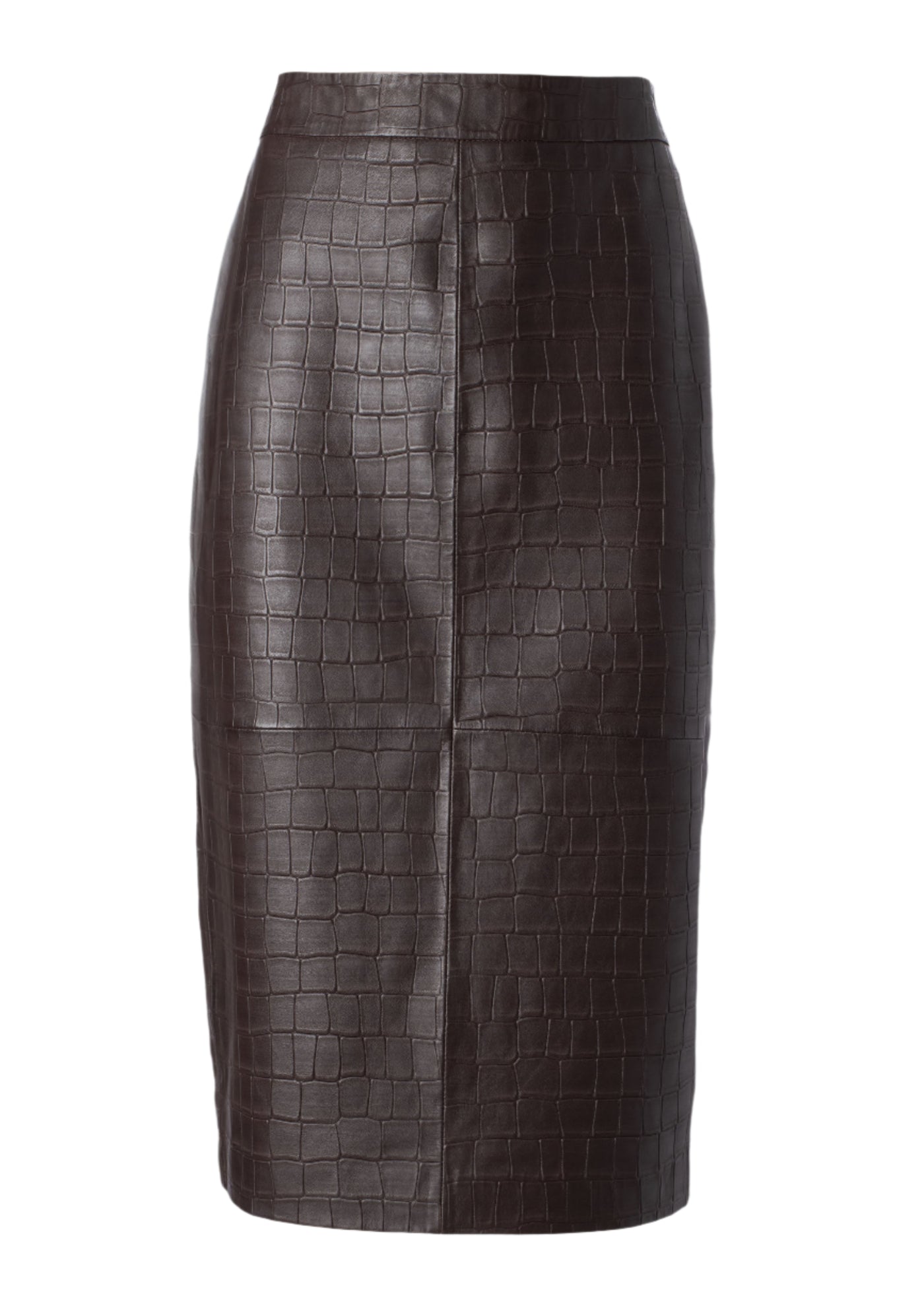 Croco Pencil Skirt in Espresso