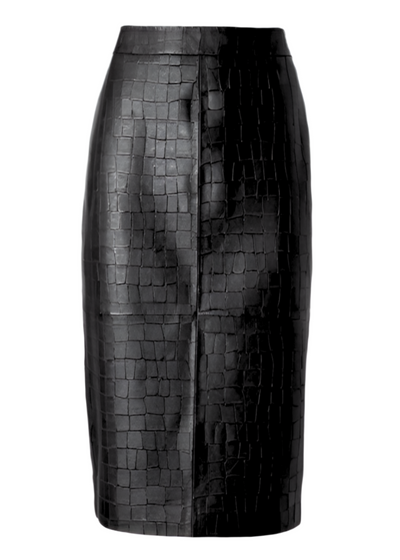Croco Pencil Skirt in Black