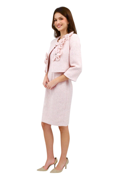 3D Flower Dress and Jacket Set in Pink