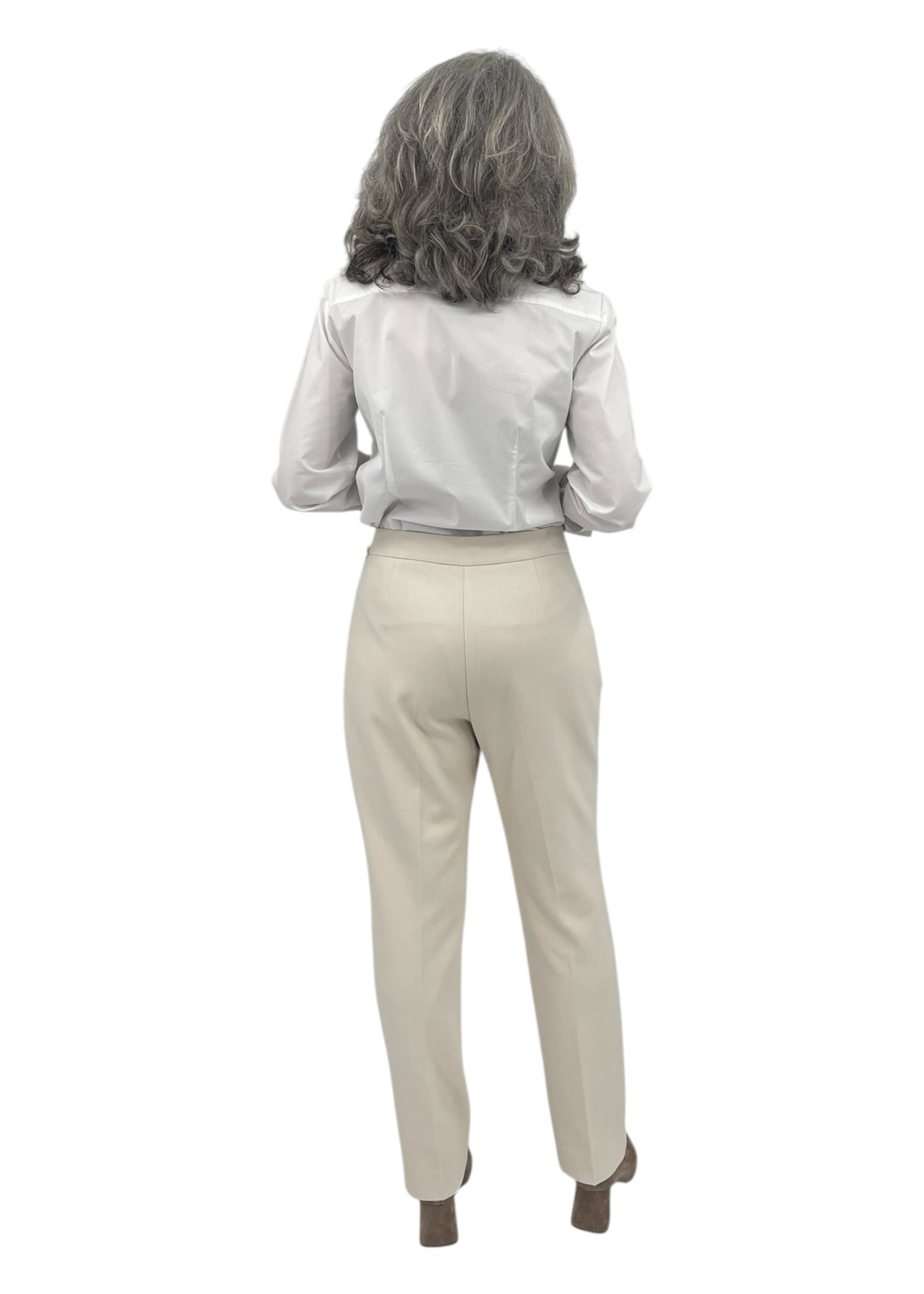 Straight Leg Pintuck Trouser in Bone