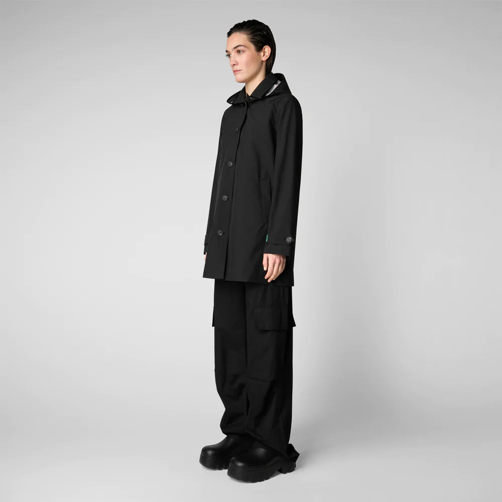 April Hooded Raincoat in Black