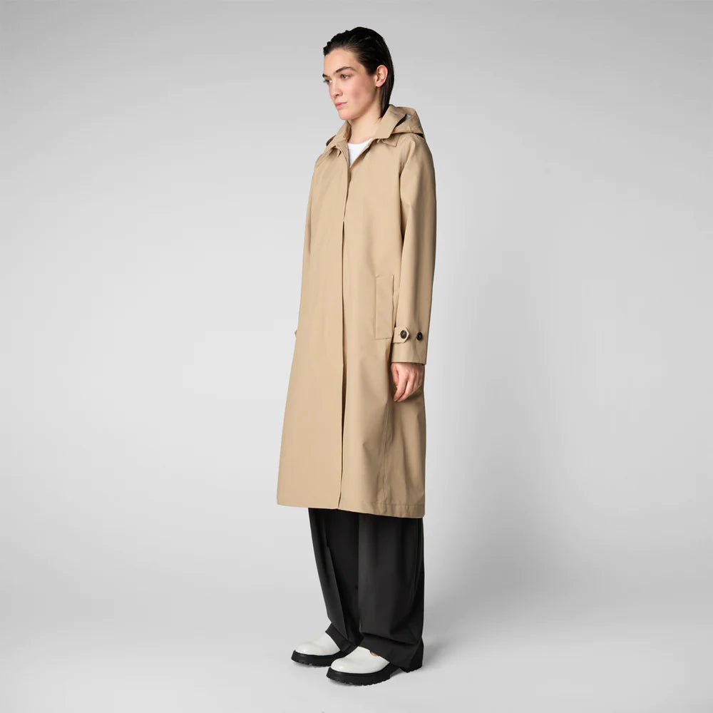 Asia Hooded Trench Coat in Stardust Beige