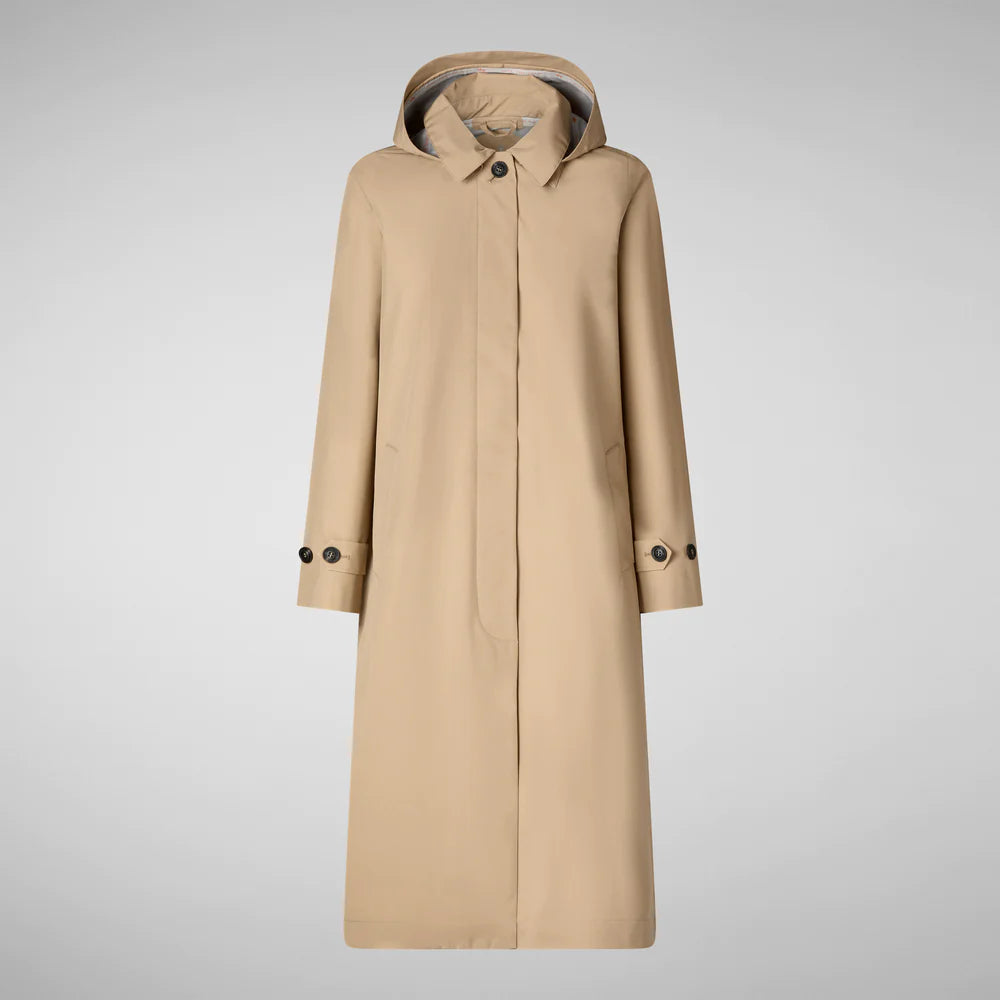 Asia Hooded Trench Coat in Stardust Beige