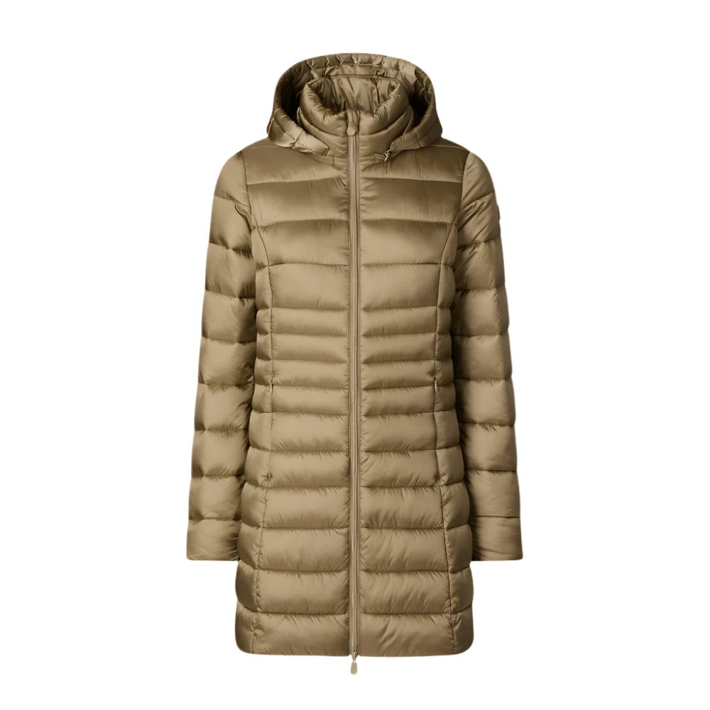 Reese Hooded Puffer Coat in Husk Green