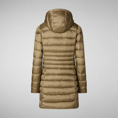 Reese Hooded Puffer Coat in Husk Green